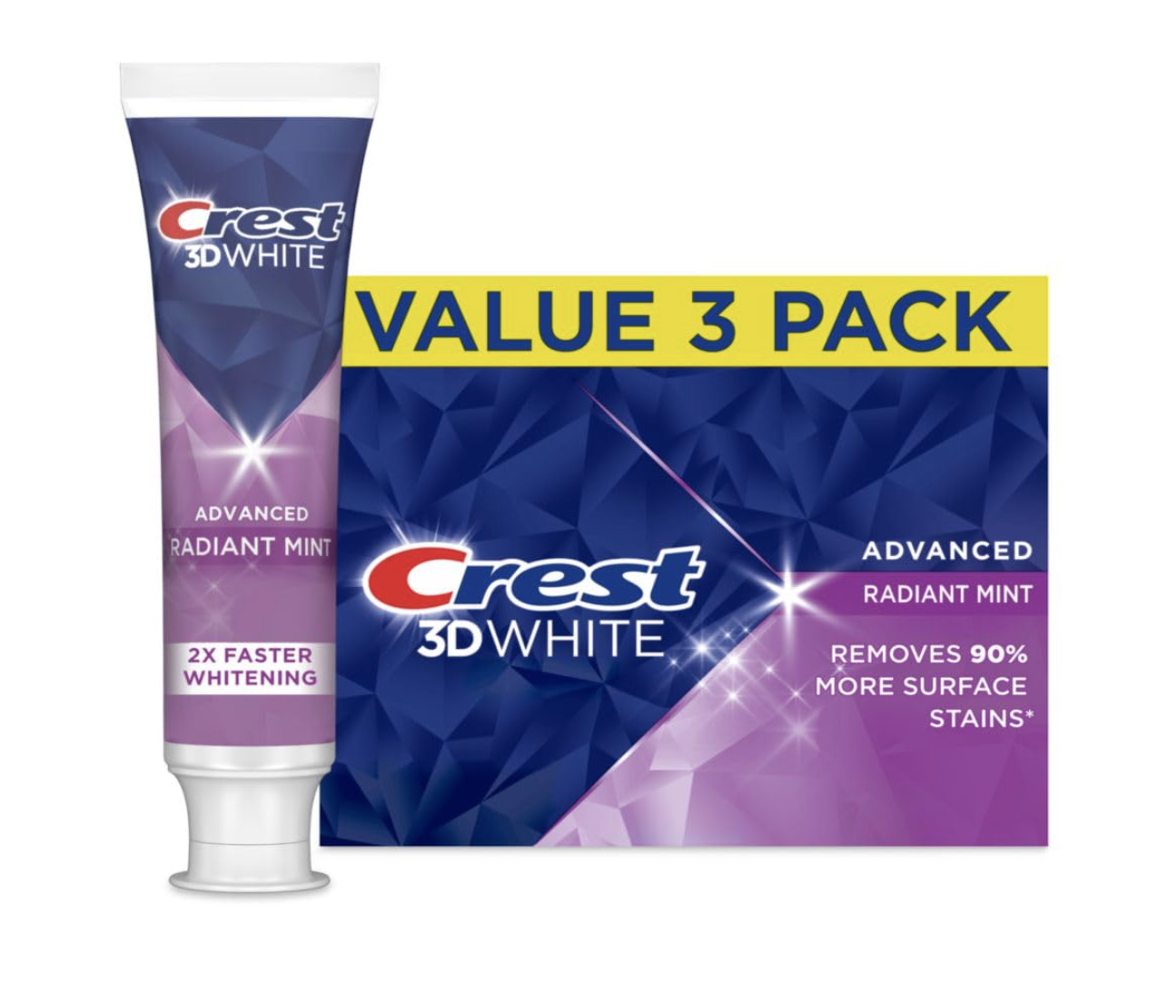 Kem Đánh Răng CREST 3D White Advanced Radiant Mint - Set 3 tuýt 94g