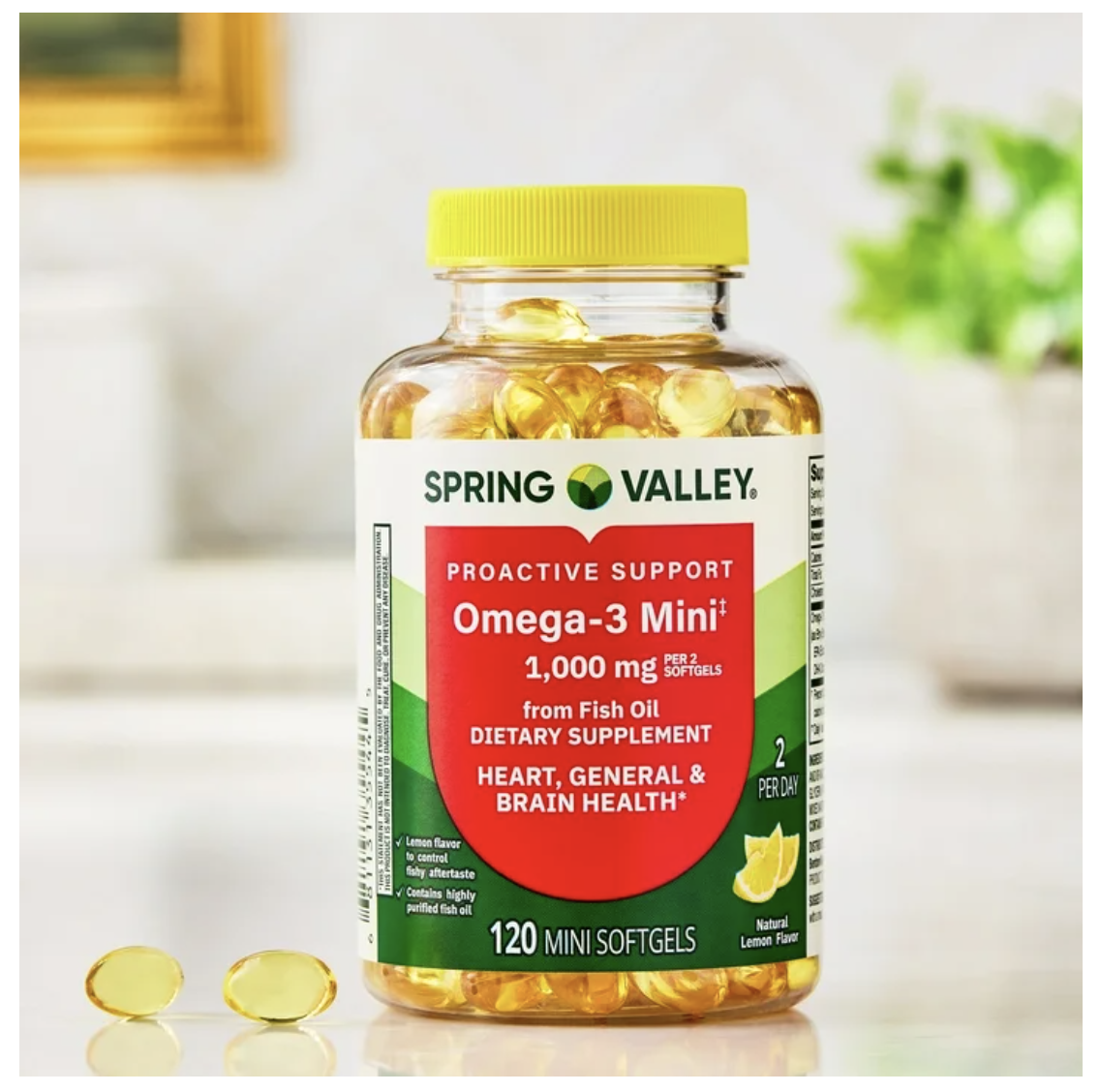 Viên dầu cá Spring Valley Proactive Support Omega-3 Mini Fish Oil 1000mg – 120 viên mini softgels