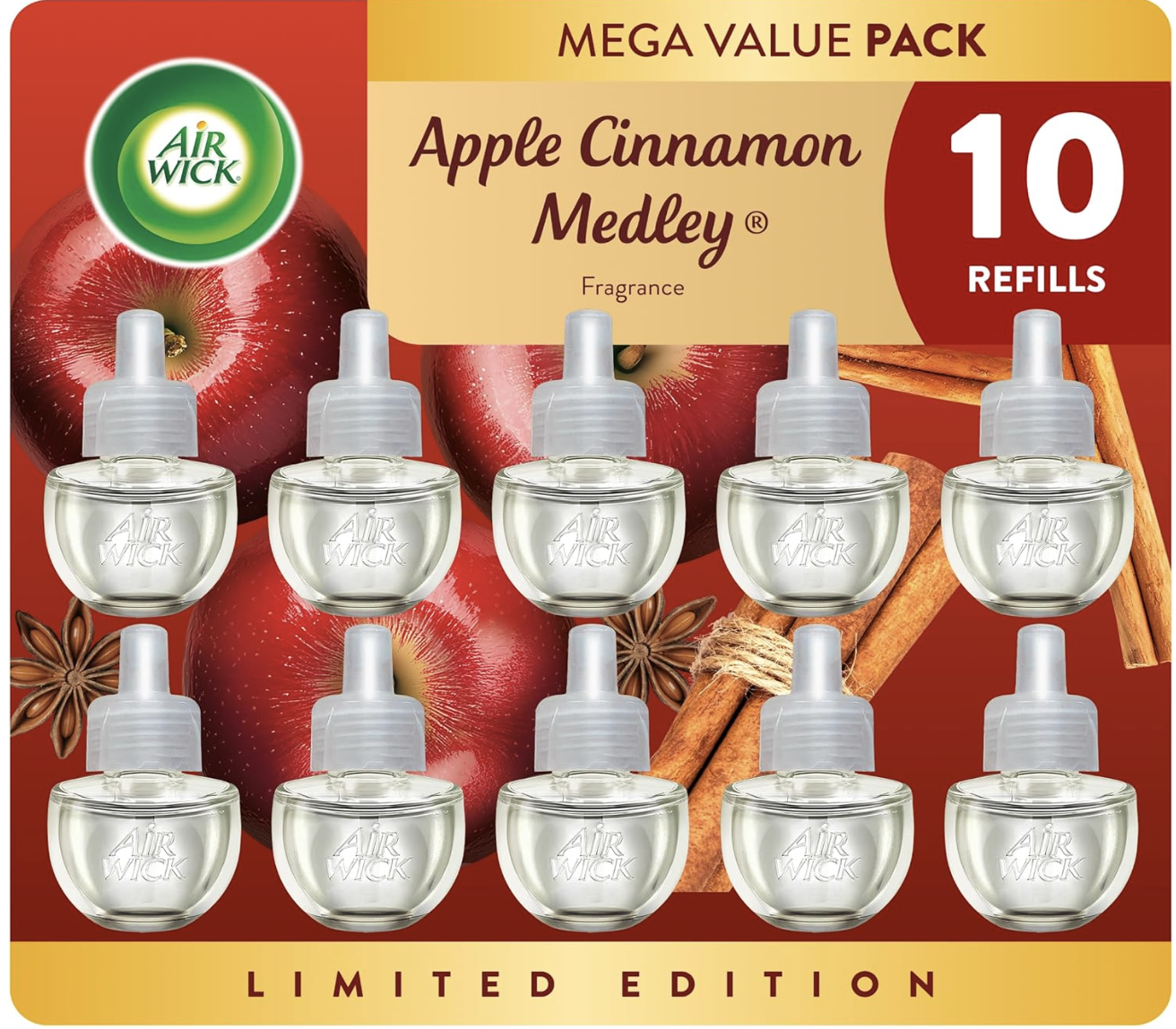 Set 10 lọ tinh dầu Air Wick Apple Cinnamon Medley – MEGA PACK SIÊU TIẾT KIỆM