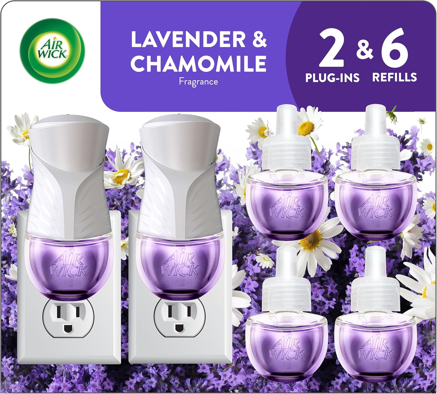 2 MÁY XÔNG + 6 LỌ TINH DẦU AIR WICK LAVENDER & CHAMOMILE (Hương Hoa Oải Hương & Cúc La Mã)